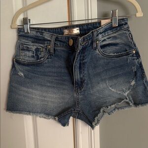 Kut from the Kloth Distressed Midwash Denim Shorts - Blue